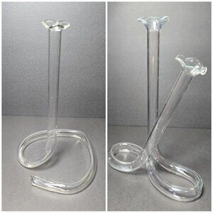 Lot of 2 vintage bent glass tube bud propagation vase (double and heart shapes)